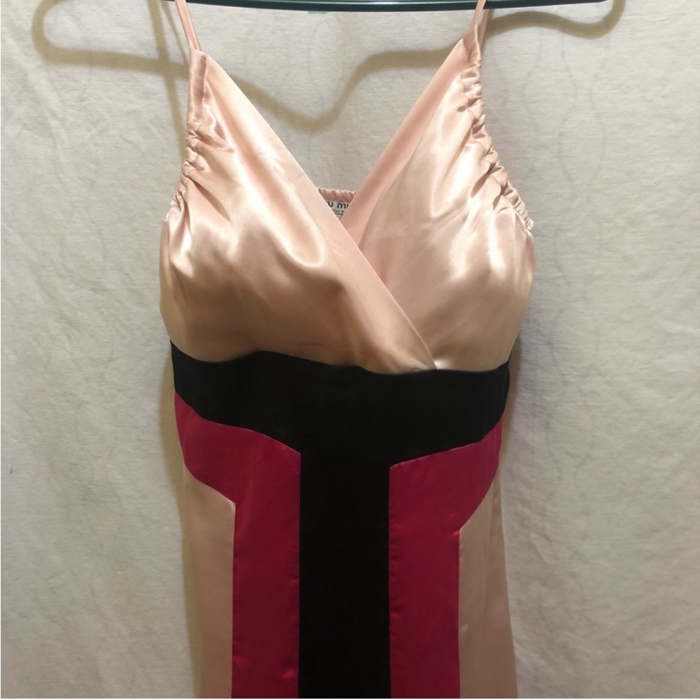 Miu Miu Prada Silk Colorblock Dress Size 34